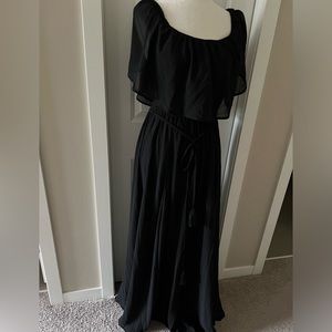 Black top mini skirt floor length shear cover